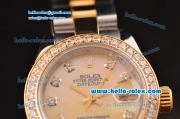 Rolex Datejust Lady 2813 Automatic Two Tone Case with Diamond Bezel and Two Tone Strap ETA Coating