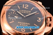 Panerai Luminor Marina 8 Days ORO ROSSO PAM 511 Asia 6497 Manual Winding Rose Gold Case with Stick/Arabic Numeral Markers and Black Dial