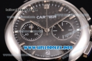 Cartier Rotonde De Chrono Miyota Quartz Steel Case with Black Carbon Fiber Dial and Silver Stick Markers