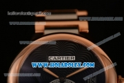 Cartier Rotonde De Miyota Quartz Two Tone Case/Bracelet with Black Dial