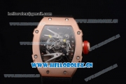 Richard Mille RM027-2 Miyota 9015 Automatic Rose Gold Case with Skeleton Dial Dot Markers and Black Nylon Strap