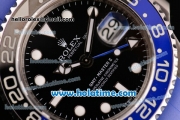 Rolex GMT-Master II Asia 2813 Automatic Stainless Steel Case with Blue Rubber Strap Bleu/Black Bezel and White Markers (BP)