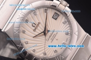 Omega Constellation Asia 2813 Automatic Full Steel Case with White Sunlight Linear Dial and Diamond Markers