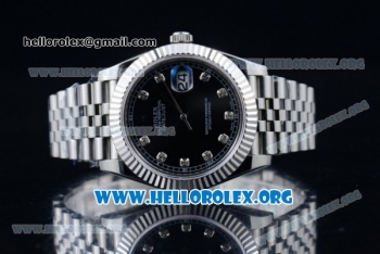 Rolex Datejust II Swiss ETA 2836 Automatic Steel Case with Black Dial Diamonds Markers and Stainless Steel Bracelet (BP)