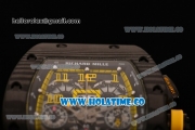 Richard Mille RM 011 Felipe Massa Flyback Chronograph Swiss Valjoux 7750 Automatic Carbon Fiber Case with Skeleton Dial and Yellow Markers - 1:1 Original