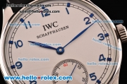 IWC Portuguese Vintage Asia 6497 Manual Winding Steel Case with White Dial and Blue Arabic Numeral Markers