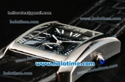 Cartier Tank MC Miyota Quartz Steel Case with White Roman Numeral Markers and Black Dial