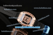 Richard Mille RM 52-01 Swiss ETA 2671 Automatic Rose Gold/Diamond Case with Black Rubber Bracelet White Markers and Skeleton Dial - 1:1 Original