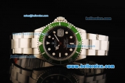 Rolex Submariner Oyster Perpetual Date Rolex 3135 Automatic Movement Full Steel with Black Dial and Green Bezel