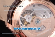 Jaeger-LECoultre Master Grande Tourbillon Swiss Tourbillon Automatic Rose Gold Case with Diamonds Dial and Brown Leather Strap (FT)