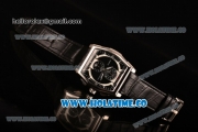 IWC Da-Vinci Chrono Miyota Quartz Steel Case with Black Leather Strap and Black Dial