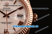 Rolex Day-Date Asia/Swiss ETA 2836 Automatic Rose Gold Case with White Dial and Rose Gold Bracelet - (BP)