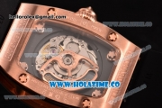 Richard Mille RM 007 Miyota 9015 Automatic Rose Gold/Diamonds Case with Skeleton Dial and White Arabic Numeral Markers (K)