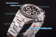 Rolex Daytona Automatic 7750 Coating Steel Case and Strap with Black Dial - Diamond Hour Markers