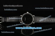 Patek Philippe Calatrava Miyota Quartz Steel Case with Silver Stick Markers and Black Dial