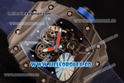 Richard Mille RM 055 Miyota 9015 Automatic Carbon Fiber Case with Skeleton Dial and Blue Nylon/Leather Strap