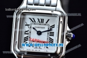 Cartier Santos 100 Japanese Miyota Quartz Steel Case with White Dial Roman Numberal Markers and Steel Bracelet