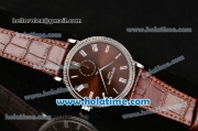 Patek Philippe Calatrava Miyota Quartz Steel Case with Roman Numeral Markers and Brown Dial