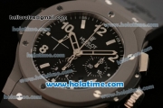 Hublot Big Bang Chrono Clone HUB4100 Automatic Titanium Case with Black Dial Stick/Numeral Markers and Black Rubber Strap (J12)