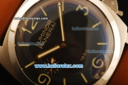 Panerai Pam 320L Luminor 1950 Swiss ETA 6497 Manual Winding Steel Case with Black Dial and Brown Leather Strap