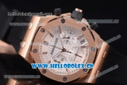 Audemars Piguet Royal Oak Offshore Chronograph Miyota OS20 Quartz Rose Gold Case with White Dial Stick Markers and Black Rubber Strap (EF)