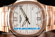 Patek Philippe Nautilus Miyota 9015 Automatic Rose Gold Case White Dial With Stick Markers Rose Gold Bracelet