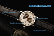 Vacheron Constantin Tourbillon Automatic Movement Steel Case with White Dial and Black Leather Strap