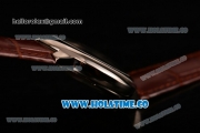 Cartier Rotonde De Swiss Quartz Steel Case with Brown Guilloche Dial and Brown Leather Strap
