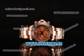 Rolex Daytona Chrono Swiss Valjoux 7750 Automatic Rose Gold Case with Ceramic Bezel Rose Gold Dial and Stick Markers (BP)