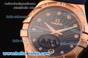 Omega Constellation Swiss ETA Quartz Rose Gold Case with Blue Dial and Blue Rubber Strap
