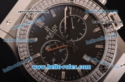 Hublot Classic Fusion Chronograph Miyota Quartz Diamond Bezel with Grey Dial - 7750 Coating