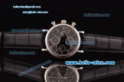 IWC Portofino Chronograph Swiss Valjoux 7750-SHG Automatic Steel Case with Black Dial and Black Leather Strap 7750 Coating