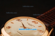 Patek Philippe Calatrava Swiss ETA 2824 Automatic Rose Gold Case with White Dial and Brown Leather Strap-Numeral Markers