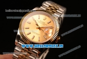 Rolex Datejust 37mm Swiss ETA 2836 Automatic Two Tone with Gold Dial and Stick Markers