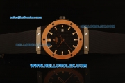 Hublot Classic Fusion Swiss ETA 2824 Automatic PVD Case with Rose Gold Bezel and Black Mesh Dia-Black Rubber Strap