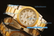 Rolex Datejust Automatic Two Tone with Gold Bezel,White Dial and Gold Roman Marking