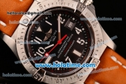 Breitling Avenger Seawolf Swiss ETA 2836 Automatic Stainless Steel Case with Orange Leather Bracelet Black Dial and Numeral Markers