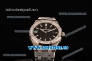 Audemars Piguet Royal Oak 33MM Miyota Quartz Steel Case/Bracelet with Black Dial Stick Markers and Diamonds Bezel (EF)