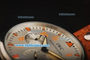 IWC Schaffhausen Portugieser Automatic Movement Steel Case with White Dial and Orange Arabic Numerals/Stick Markers