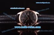 Breitling Transocean Asia 2892 Automatic Rose Gold Case with Black Dial and Black Leather Strap