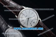 Rolex Cellini Clone Rolex 3132 Automatic Steel Case with Silver Dial Brown Leather Strap - (BP)