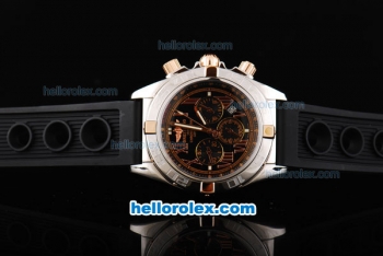 Breitling Chronomat B01 Chronograph Quartz Silver Case with Black Dial-Rose Gold Markers and Black Rubber Strap