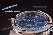 Breitling Chronomat B01 GMT Swiss Valjoux 7750 Automatic Steel Case/Strap with Diamond Bezel and Blue Dial