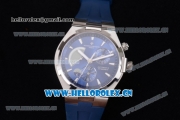 Vacheron Constantin Overseas Dual Time Asia ST30 Automatic Steel Case with Blue Dial Stick Markers and Blue Rubber Strap