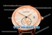 Cartier Rotonde De Miyota Quartz Rose Gold/Steel Case with Silver Dial and Diamonds Bezel