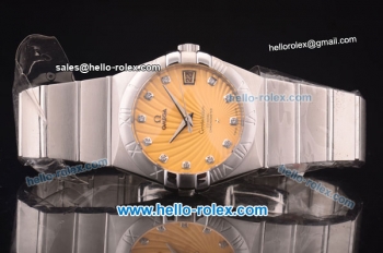 Omega Constellation Co-Axial Swiss ETA 2824 Automatic Full Steel with Yellow Stripy Dial and Silver Stick Markers