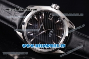 Omega Seamaster Aqua Terra 150 M Co-Axial Clone 8500 Automatic Steel Case with Black Dial Stick Markers and Black Leather Strap (EF)