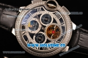 Cartier Ballon Bleu De Tourbillon Moonphase Asia Automatic Steel Case with Black Dial and Roman Numeral Markers - Diamonds Bezel