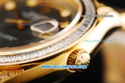 Rolex Day Date II Oyster Perpetual Automatic Movement Full Gold with Diamond Bezel - Diamond Markers and Black MOP Dial