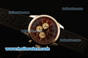 Breitling Transocean Chronograph Quartz Steel Case with Brown Dial-Black Rubber Strap